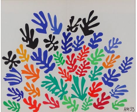 Henri Matisse, lithograph, cut out, published by Verve 1950s, image 13" x 15.5", framed