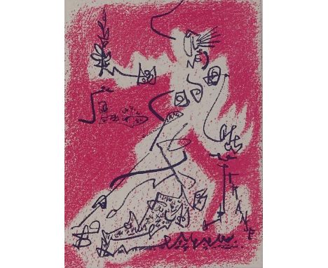 Andre Masson, lithograph, Le Depart, 1972, from an edition of 800 copies, image 11" x 8", framed