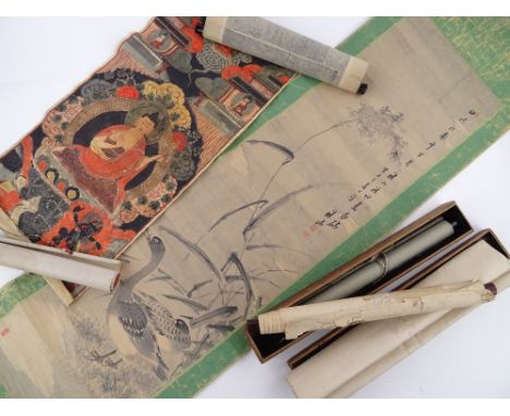 A group of Chinese and Japanese scroll paintings