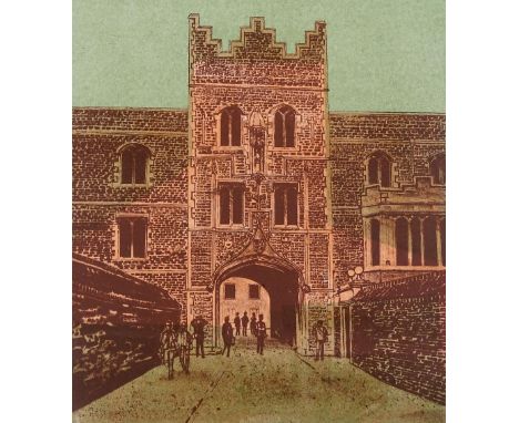 Robert Tavener, colour lithograph, Cambridge Gateway (Jesus College), signed in pencil, no. 15/50, image size 21.5" x 15", mo