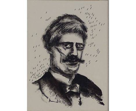 Maurice Vlaminck, lithograph, portrait of Knut Hamsen, 8" x 6", framed