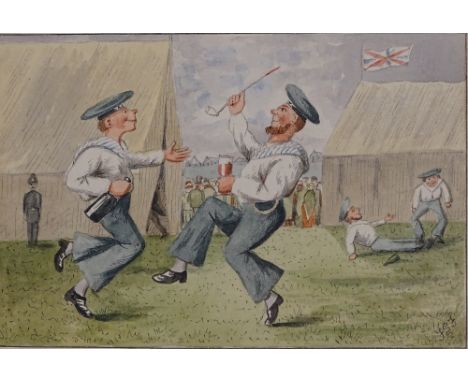 A 19th century watercolour, Epsom salts, circa 1880, taken from the album of a Sudan Army Officer with initials FSF, 5" x 7",