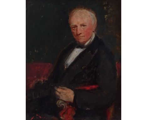 A 19th century oil on board, portrait of a gentleman, indistinctly signed, 15" x 11.5", framed