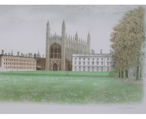 David Gentleman, colour lithograph, King's College Cambridge, signed in pencil no. 78/200, sheet size 21" x 26", framed