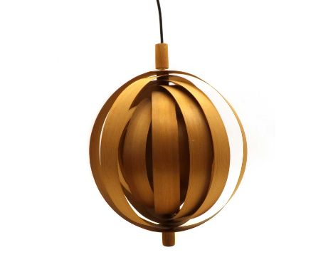 A Danish pine veneer moon lamp, 45cm high approx. Condition report: Not wired. Good overall condition.