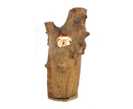 A French floor light, c.1960, converted from a hollowed-out tree stump, 47 cm wide, 43cm deep, 87cm highCondition report: Wit