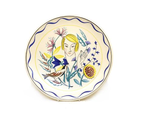 A Poole 'Sugar for the Birds' charger, 2006, adapted by Karen Ford and Nicola Massarella, limited edition 58/80 for the 80th 