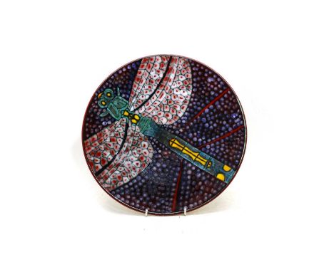 A Poole Studio 'Dragonfly' charger, designed by Tony Morris and decorated by Nicola Massarella, numbered 90/100, painted and 