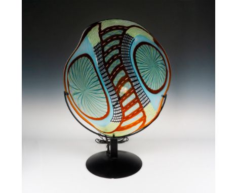Inspired by Italian glass artist, Massimiliano Schiavon. An abstract art glass with a glossy, matte and leaf cut texture. Thi