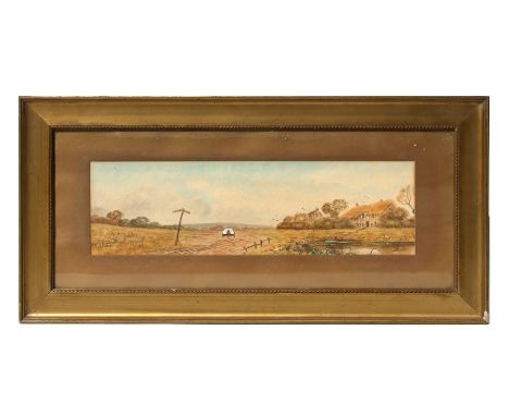 H K Stone (early 20th century British) - Country Landscape Scene - signed lower left, watercolour, framed &amp; glazed, 48 by