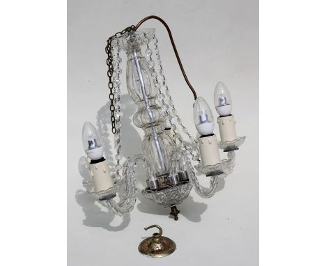 A Venetian style five-branch brass ceiling light, 40cms high.