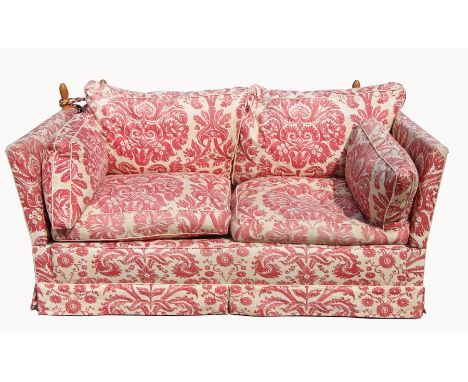 A modern Knole two-seater sofa with cream and pink brocade upholstery, 180cms wide.Condition ReportBoth sofas look to be in g