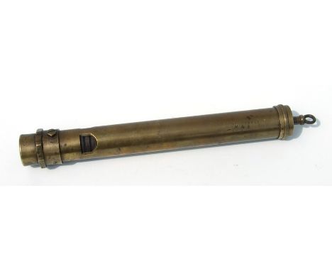 A brass steam engine whistle 'Nightingale M &amp; B No 307258', 36cms long.