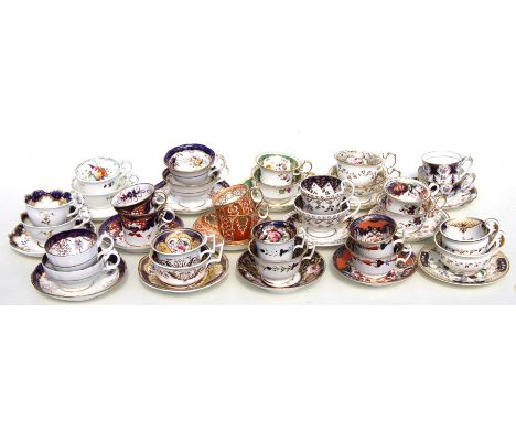 A quantity of 19th century porcelain cabinet cups and saucers to include Davenport examples.Condition ReportFour trios with c