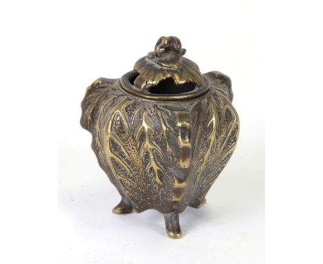 A Japanese bronze censer of naturalistic form, 9cms high.