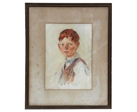 Ernest Borough Johnson (British 1866-1949) - Portrait of a Young Boy - initialled lower right, watercolour, framed &amp; glaz