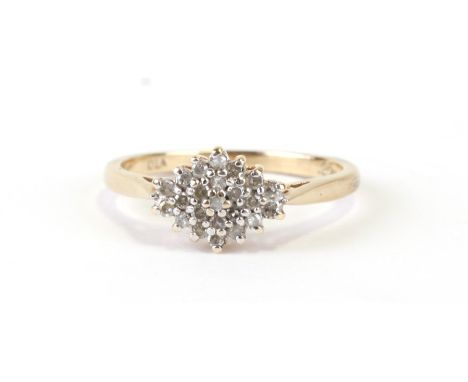 A 9ct gold and diamond cluster ring, approx UK size 'O'.