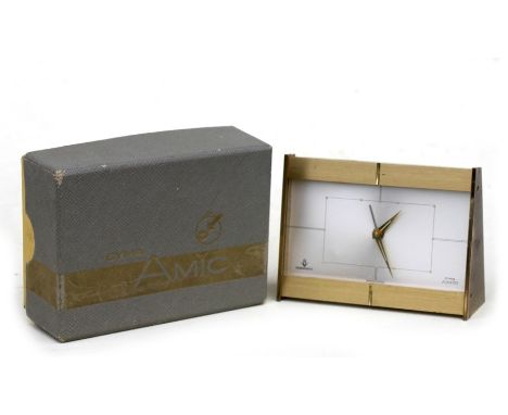 A mid 20th century Cyma Amic Sonomatic alarm clock, in original box.