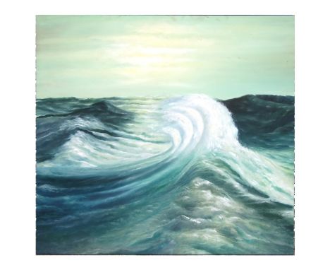 A very large seascape scene, oil on canvas, unframed, 164 by 160cms
