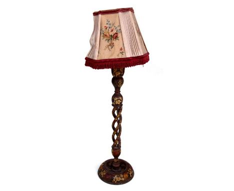 A Kashmiri lacquer open twist table lamp, 52cms high.Condition Reportbase 16.5cm diameter, column height 49cm, no splits or c