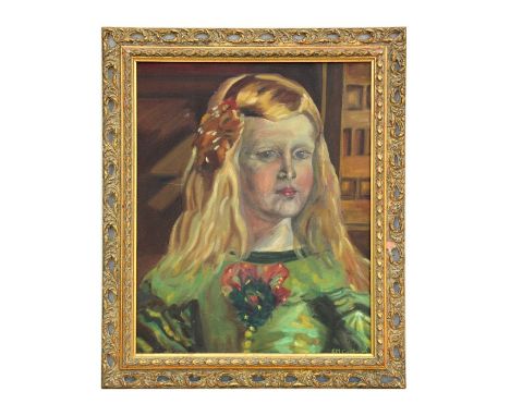 K M Cantle - Portrait of a Young Girl - signed &amp; dated '70 lower right, oil on board, framed, 39 by 49cms.
