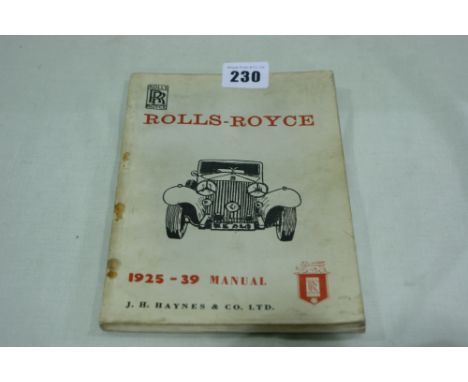 A 1930s J H Haynes & Co Rolls Royce Manual
