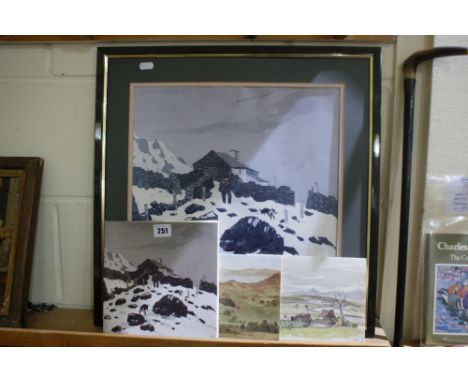 An Open Edition Kyffin Williams Coloured Print Together With An Autographed Gallery Booklet