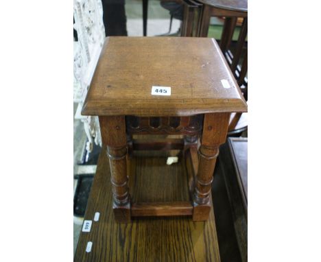 A Square Topped Oak Occasional Stool
