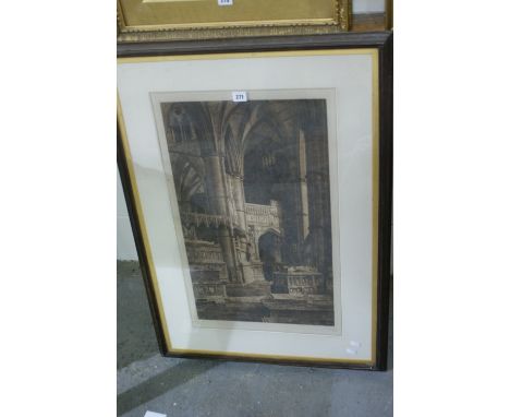 An Artist Proof Original Etching Of Westminster Abbey By A H Haig, Signed In Pencil