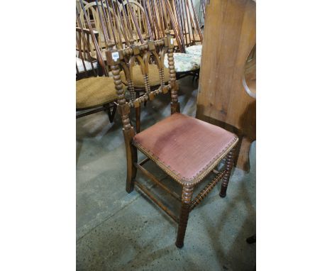 An Edwardian Oak Block And Bobbin Framed Chair