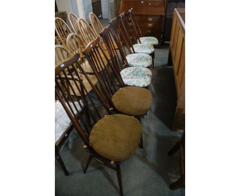 A Set Of Six Ercol High Back Stick Back Dining Chairs