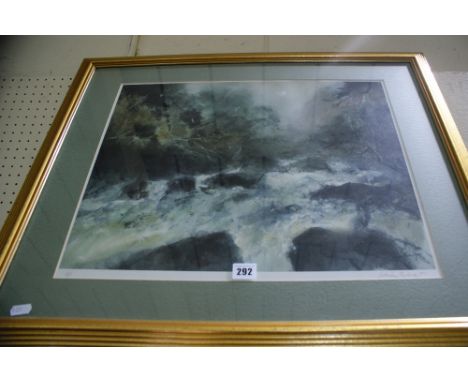 An Artist Proof Coloured Print Of A Mountain River After An Original By William Selwyn, Signed In Pencil