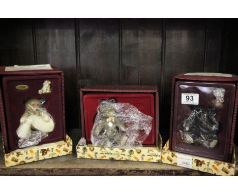 Three boxed Enesco The Steiff Collection porcelain & pewter teddy bears