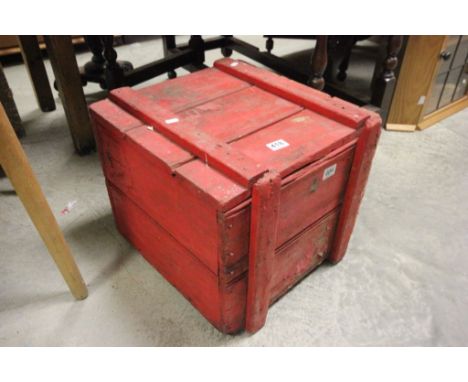 Vintage wooden crate painted red