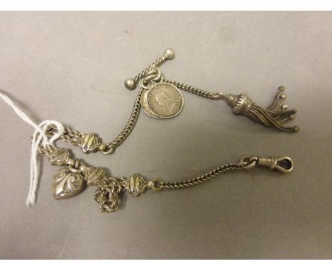 Ladies vintage silver pocket watch chain