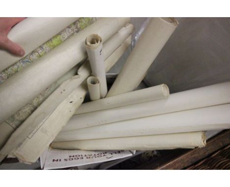 A quantity of topographical military maps similar ordnance survey maps and a quantity of fabric backed maps