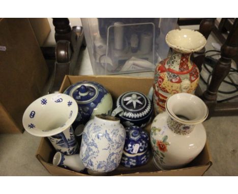 Box of vintage ceramics to include Oriental