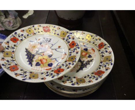 Collection of eight Spode Imari and other plates