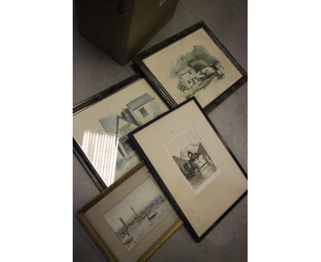 Eight framed & glazed prints to include Graham Clarke, watercolours etc