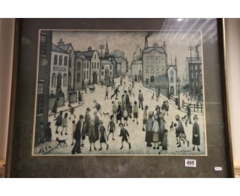 LS Lowry vintage Industriial town scene with figures print