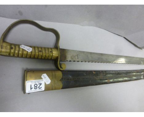 19th Century Wilkinson Military Pioneer sword with saw back blade & scabbard