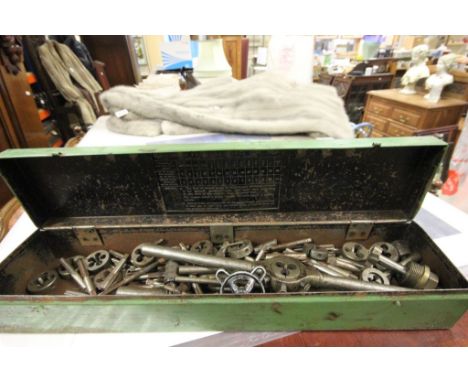 Metal case with vintage tap & die set
