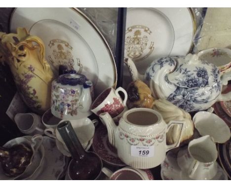 A Tray of China to Include Royal Worcester Plaques Enok Wedgwood Cups and Saucers Etc. 