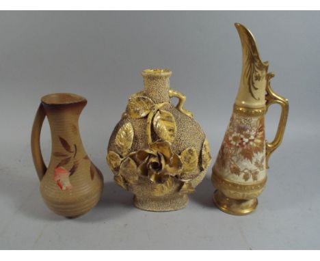 Three Ceramic Water Flasks or Ewers One by Royal Boun.