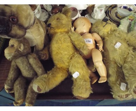 A Tray of Vintage Plush Toys to Include Chad Valley Bears, Plush Monkey, Radio Pug Etc. 