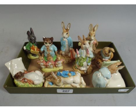 A Collection of Ten Royal Albert Beatrix Potter Figures to Include Benjamin Wakes Up, Flopsy Mopsy and Cotton Tail, Peter in 