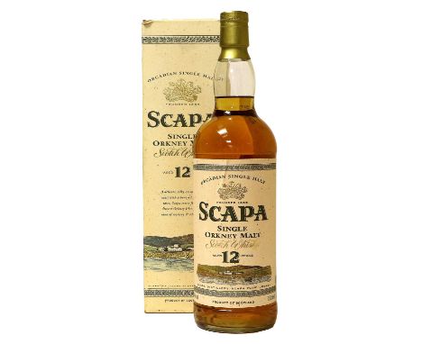 Scapa 12 Year Old Single Orkney Malt Scotch Whisky, 40% vol 1 litre (one bottle)