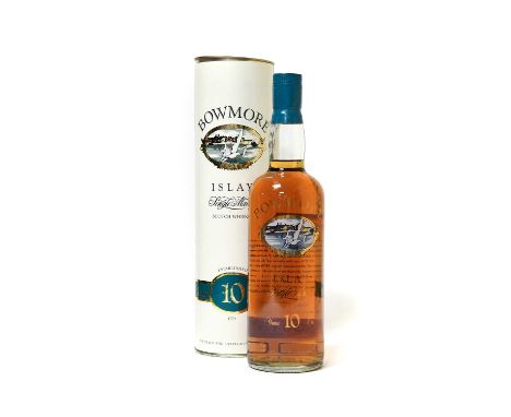 Bowmore 10 Year Old Islay Single Malt Scotch Whisky, 1980s screen print bottle, 40% vol 75cl, in original cardboard tube (one