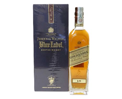 Johnnie Walker Blue Label Scotch Whisky, 40% vol 70cl, in unopened, cellophane wrapped box (one bottle), Johnnie Walker Gold 