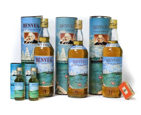 Benveg Fine Old Scotch Whisky, blend, 1980s bottling, 43ºGL 75cl, in original cardboard tube, (three bottles and two 5cl mini